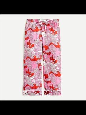 NWT J. Crew Pink and Red Paisley Lounge Pant